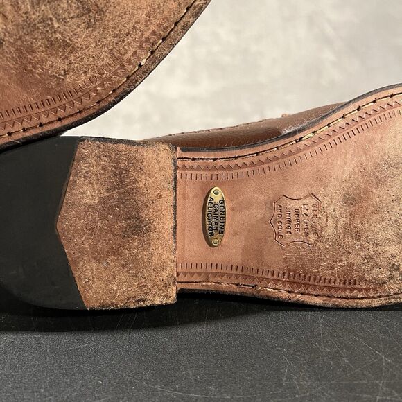 Brass Boot Loafers Men\'s 9 M Brown Leather Genuine Caiman Alligator main image 10
